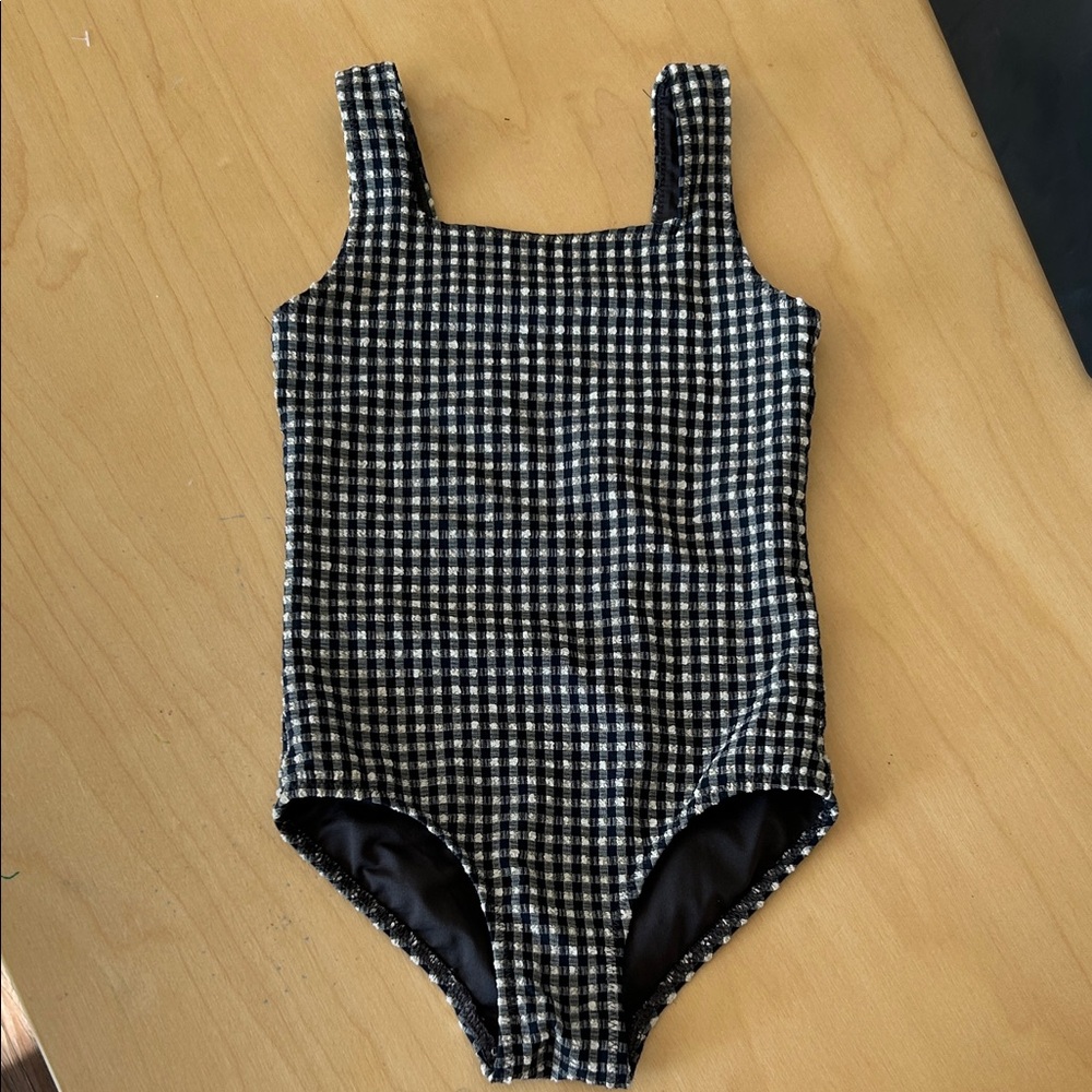 Navy and White Checkered swim suits - girls 4T